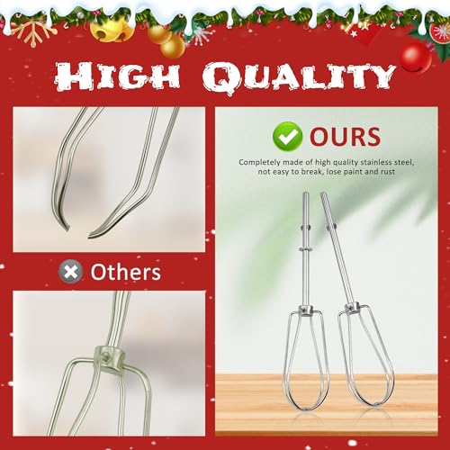Fetechmate Stainless Steel Hand Mixer Turbo Beaters, W10490648 Hand Mixer Replacement Beaters by Fetechmate, 2 PACK Replacement Turbo Beaters Replace KHM2B AP5644233 PS4082859-1 YEAR - Image 5