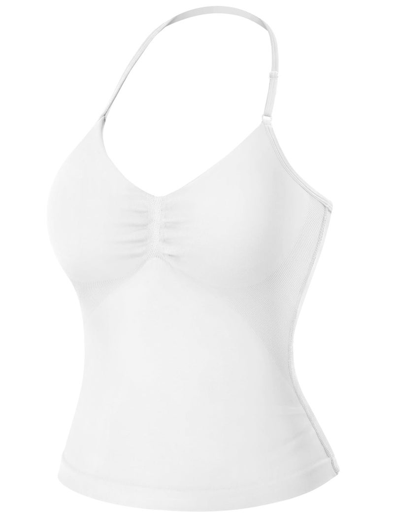 VOYJOY Impact Longline Strappy Top Workout Tank Tops for Women Impact Gym Sports Bra Camis White - Image 1