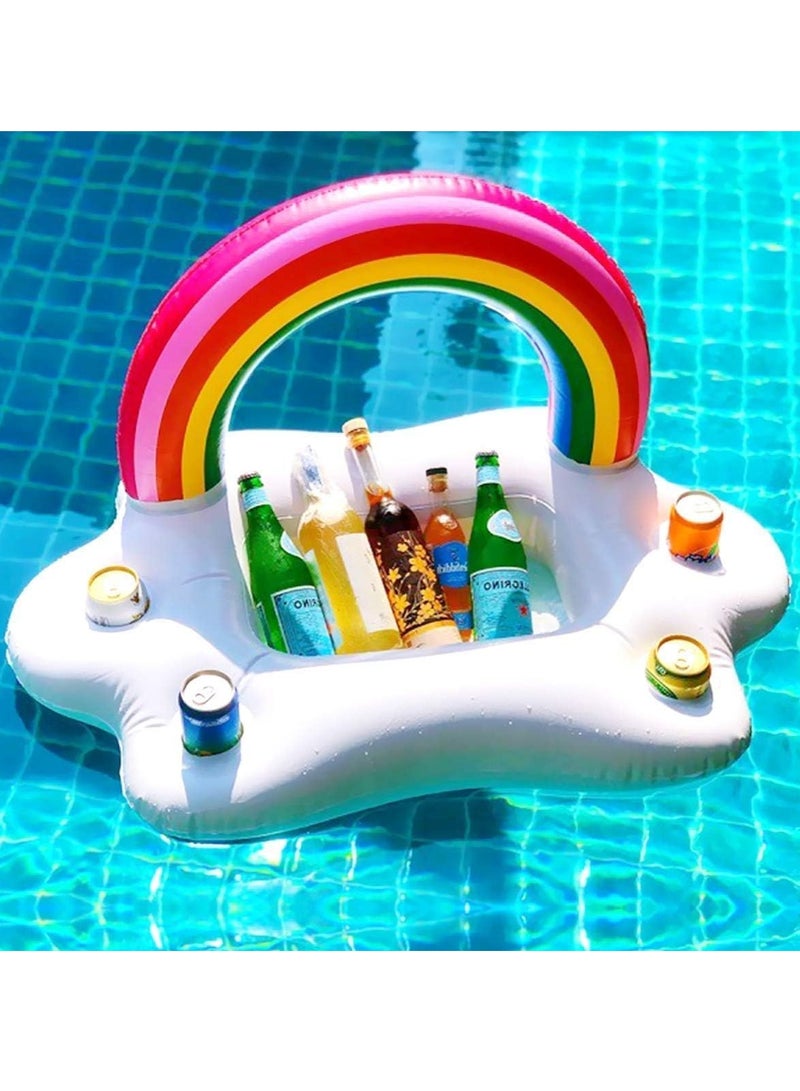 Inflatable beverage rack, swimming pool floating beverage rack with 4 cup holders, fun games for summer swimming, beach and pool parties - Image 1