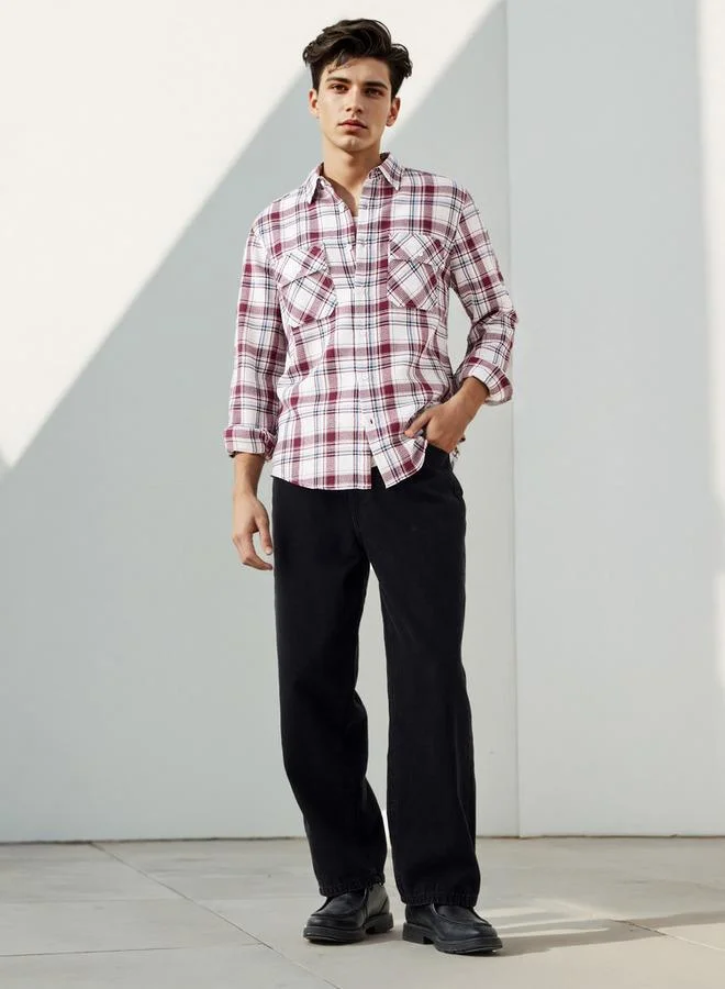 لي كوبر قميص لي كوبر كاروهات بقصة عادية