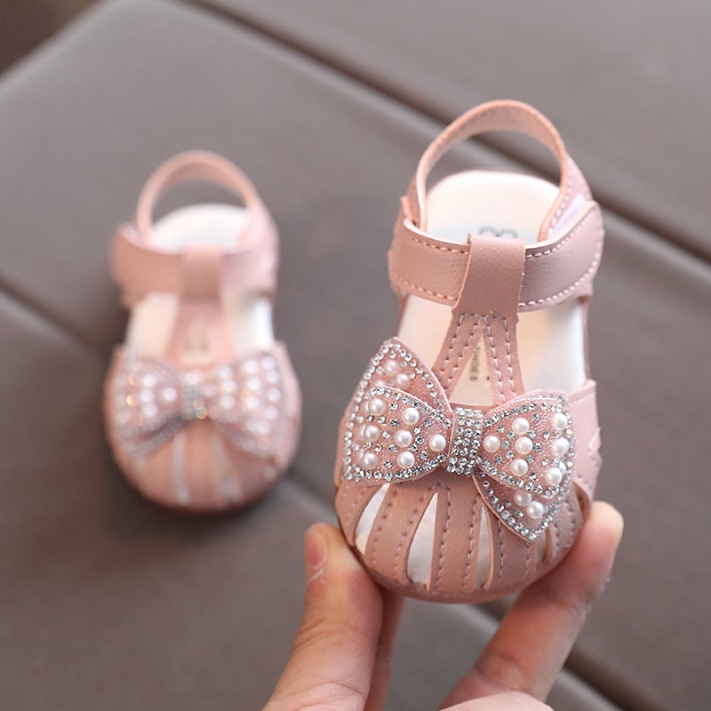 2021 Summer Girls Princess Shoes Sandals Infant Non-Slip Soft Sole Rhinestone Toddler Shoes Female Baby Shoes Small Leather Shoes - Image 1