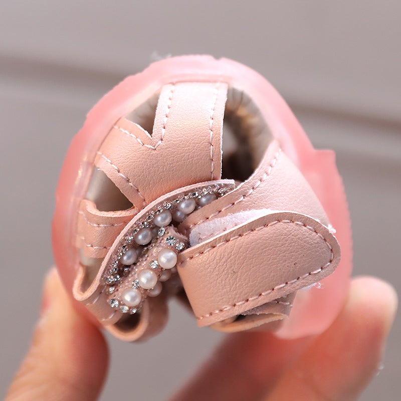 2021 Summer Girls Princess Shoes Sandals Infant Non-Slip Soft Sole Rhinestone Toddler Shoes Female Baby Shoes Small Leather Shoes - Image 5