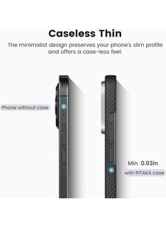 PITAKA PITAKA Ultra Slim Case for iPhone 16 Pro with MagSafe Phone Ring Holder Premium Caseless Look Protective Case Crafted from Durable 600D Aramid Fiber, Ultra-Thin & Lightweight, Scratch-Resistant with Enhanced 3D Grip - Black Grey  - Image 3