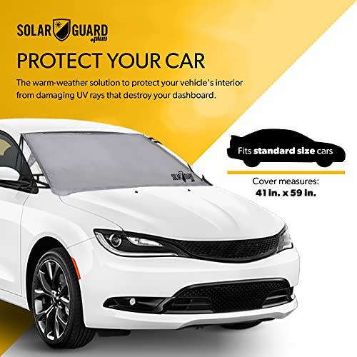 FrostGuard SolarGuard Sunshade for Car Windshield - Reflective Car Shades for Windshield, Blocks Damaging UV Rays - for Use on Front Window Exterior, Includes Security Flaps - Silver, Standard Size - Image 2
