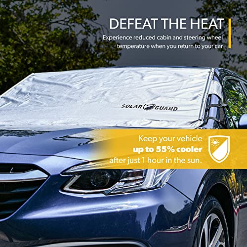 FrostGuard SolarGuard Sunshade for Car Windshield - Reflective Car Shades for Windshield, Blocks Damaging UV Rays - for Use on Front Window Exterior, Includes Security Flaps - Silver, Standard Size - Image 3