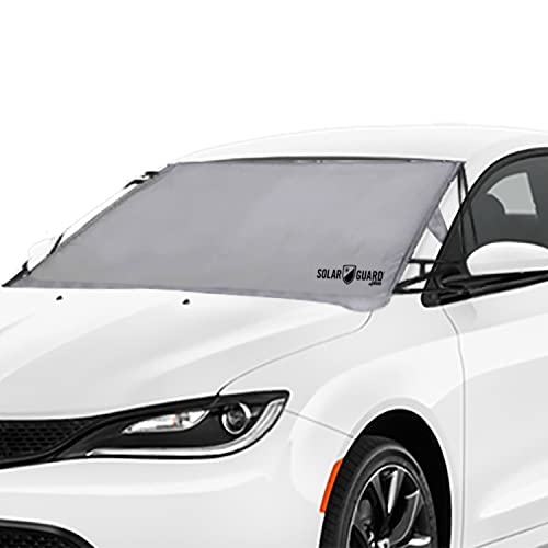 FrostGuard SolarGuard Sunshade for Car Windshield - Reflective Car Shades for Windshield, Blocks Damaging UV Rays - for Use on Front Window Exterior, Includes Security Flaps - Silver, Standard Size - Image 1