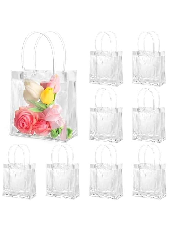 هوكور 20 قطعة أكياس هدايا بلاستيكية شفافة بمقبض، أكياس بلاستيكية قابلة لإعادة الاستخدام، أكياس بلاستيكية صغيرة قابلة لإعادة الاستخدام، أكياس بلاستيكية لتغليف الهدايا وأكياس بلاستيكية شفافة لتغليف الهدايا لحفلات عيد الأم، حفلات أعياد ميلاد الأطفال - Image 1
