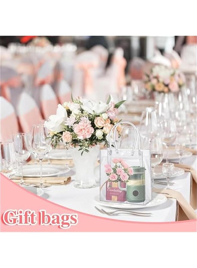 هوكور 20 قطعة أكياس هدايا بلاستيكية شفافة بمقبض، أكياس بلاستيكية قابلة لإعادة الاستخدام، أكياس بلاستيكية صغيرة قابلة لإعادة الاستخدام، أكياس بلاستيكية لتغليف الهدايا وأكياس بلاستيكية شفافة لتغليف الهدايا لحفلات عيد الأم، حفلات أعياد ميلاد الأطفال - Image 2