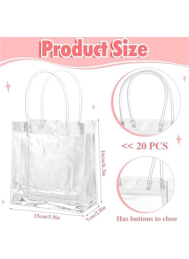 هوكور 20 قطعة أكياس هدايا بلاستيكية شفافة بمقبض، أكياس بلاستيكية قابلة لإعادة الاستخدام، أكياس بلاستيكية صغيرة قابلة لإعادة الاستخدام، أكياس بلاستيكية لتغليف الهدايا وأكياس بلاستيكية شفافة لتغليف الهدايا لحفلات عيد الأم، حفلات أعياد ميلاد الأطفال - Image 3