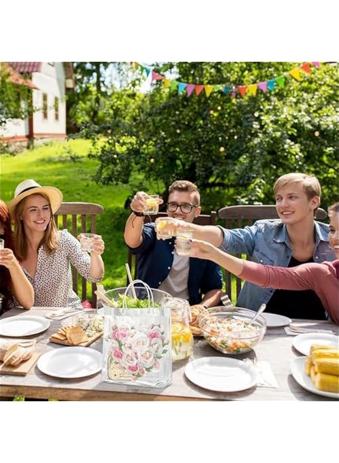 هوكور 20 قطعة أكياس هدايا بلاستيكية شفافة بمقبض، أكياس بلاستيكية قابلة لإعادة الاستخدام، أكياس بلاستيكية صغيرة قابلة لإعادة الاستخدام، أكياس بلاستيكية لتغليف الهدايا وأكياس بلاستيكية شفافة لتغليف الهدايا لحفلات عيد الأم، حفلات أعياد ميلاد الأطفال - Image 5