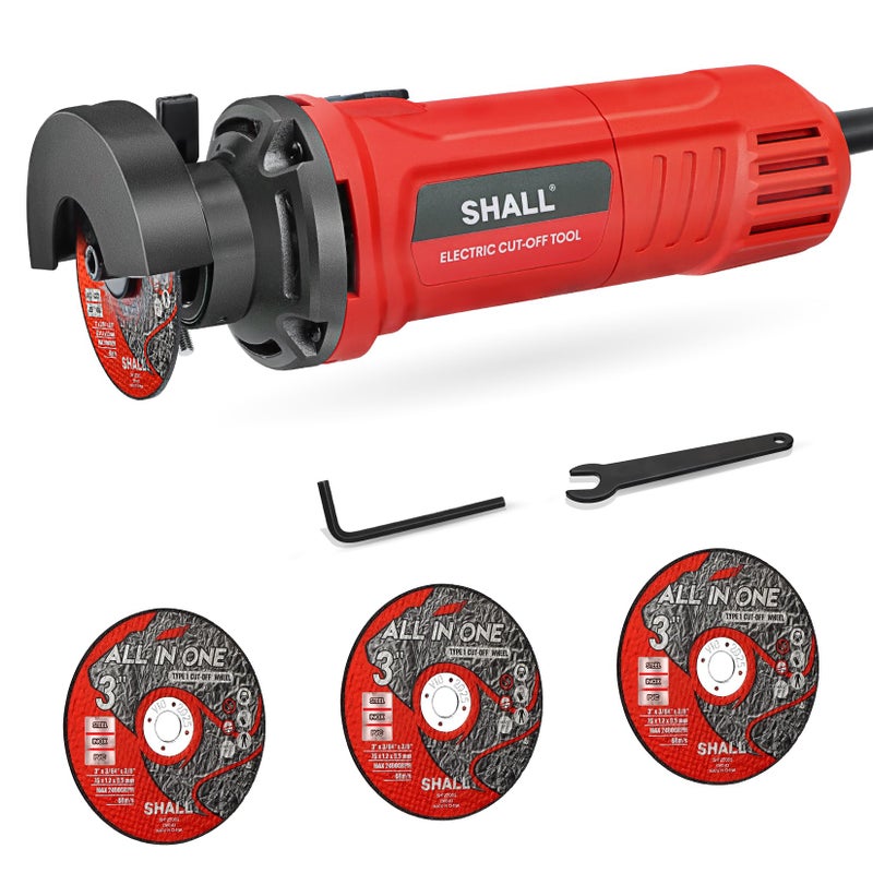 SHALL 3 Inch High-Speed Cut Off Tool, 3.5 Amp Metal Cutter Tool with 3Pcs Multifunctional Cut Off Wheels, 24000RPM Electricl Metal Cutting Tools for Steel, Inox - Image 1