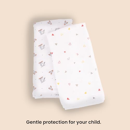 HABER Organic Cotton Muslin Baby Bath Towel 70x100 Pack of 2|4 Layer Ultra Soft Skin Safe Muslin | Highly Absorbent Quick Dry Newborn Towel for Sensitive Skin | Gentle Towel for Infants & Toddlers - Image 5