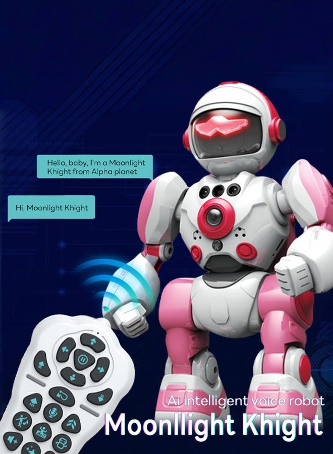 0TO1 TECH Robot Toys， for Kids Rechargeable Sound Recording Robot,Remote Control and Gesture Sensing,Interactive Walking Singing Dancing Sound Recording (Pink) - Image 4