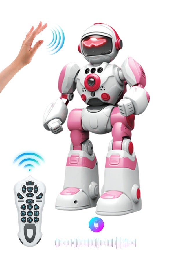 0TO1 TECH Robot Toys， for Kids Rechargeable Sound Recording Robot,Remote Control and Gesture Sensing,Interactive Walking Singing Dancing Sound Recording (Pink) - Image 1
