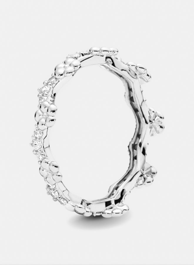 PANDORA Flower Silver Ring with Clear Cubic Zirconia