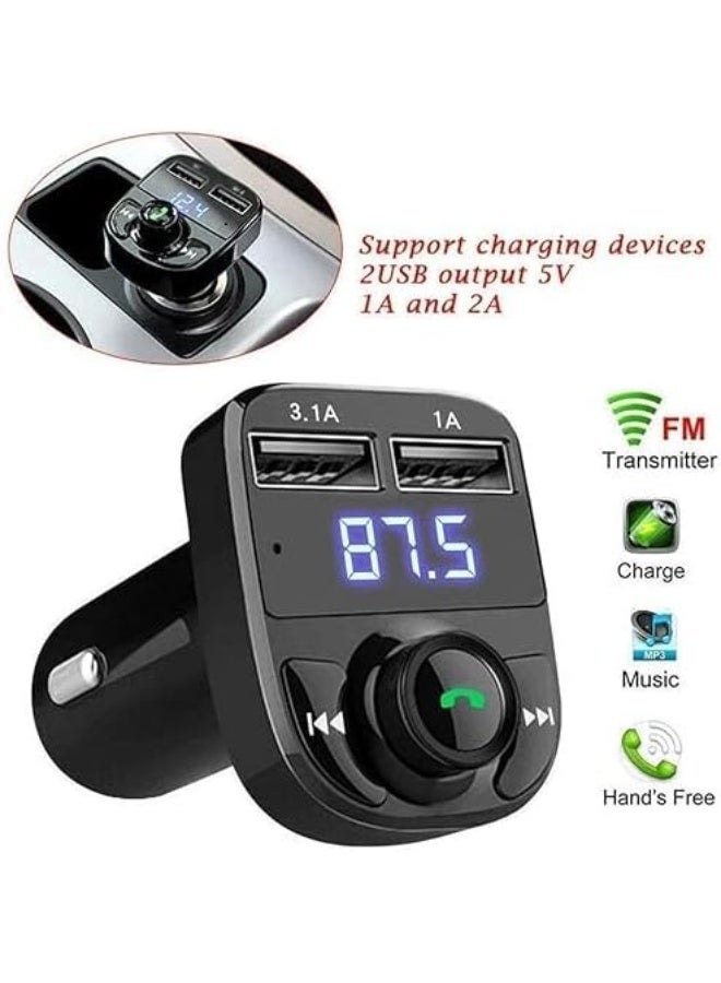 Bluetooth FM transmitter, supports MP3 player with Bluetooth 3.0, wireless radio adapter kit, FM transmitter and speaker, car charger, LED voltage indicator, hands-free calling, 2 USB ports + TF card slot - Image 2
