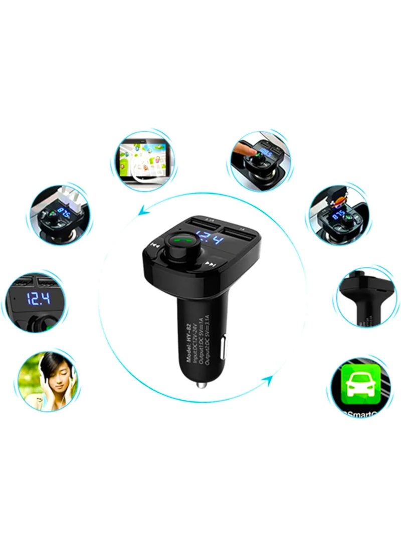 Bluetooth FM transmitter, supports MP3 player with Bluetooth 3.0, wireless radio adapter kit, FM transmitter and speaker, car charger, LED voltage indicator, hands-free calling, 2 USB ports + TF card slot - Image 3