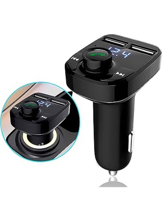 Bluetooth FM transmitter, supports MP3 player with Bluetooth 3.0, wireless radio adapter kit, FM transmitter and speaker, car charger, LED voltage indicator, hands-free calling, 2 USB ports + TF card slot - Image 4