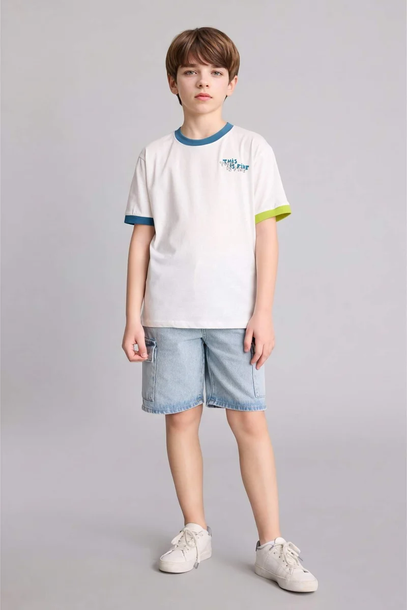 ديفاكتو New Regular Fit Printed Short Sleeve T-Shirt