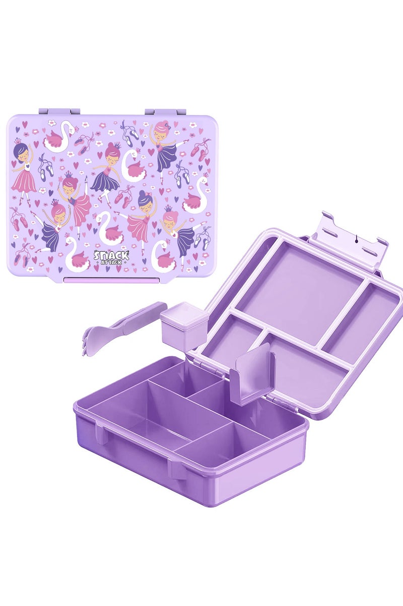 Snack attack Lunch Box for Kids School,Children Lunch Box with Compartments, Bento Box Children, Leak-proof Lunch Box for Girls and Boys, Snack Box, Perfect for School, Nursery & Trips (Ballerina Dance & Flamingo) - Image 1