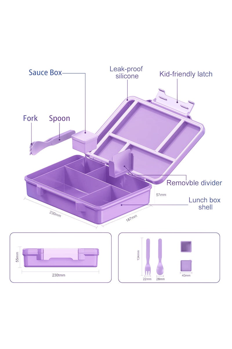 Snack attack Lunch Box for Kids School,Children Lunch Box with Compartments, Bento Box Children, Leak-proof Lunch Box for Girls and Boys, Snack Box, Perfect for School, Nursery & Trips (Ballerina Dance & Flamingo) - Image 2