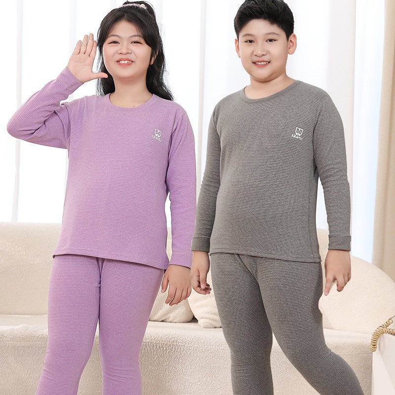 2024 Teenagers Fat Children Plus Fat Increase Comfortable Base Thermal Underwear Suit Big Boys And Girls Pajamas - Image 3