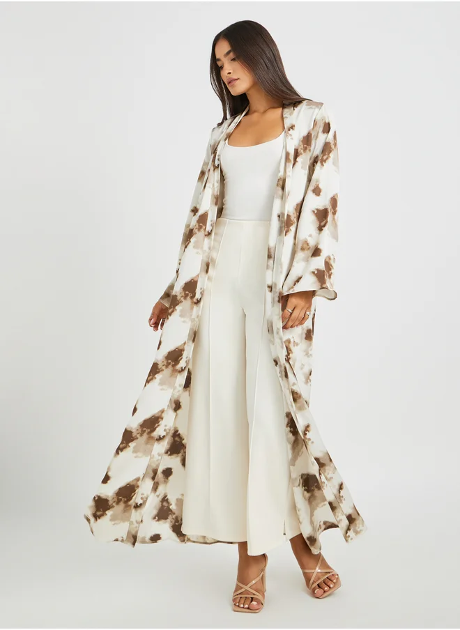 Styli Abstract Printed Regular Fit Maxi Length Kimono