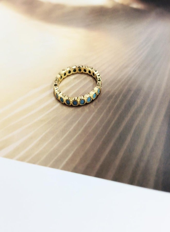 OIDIMS Turquoise Stackable Ring for Women Thin Blue Stone Stacking Statement Knuckle Band Rings Western Turquoise Comfort Fit Simple Boho Wedding Promise Christmas Birthday Jewelry Gift (8) - Image 4