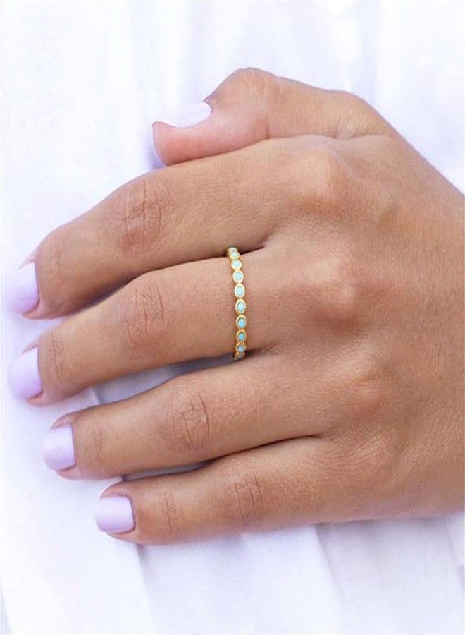 OIDIMS Turquoise Stackable Ring for Women Thin Blue Stone Stacking Statement Knuckle Band Rings Western Turquoise Comfort Fit Simple Boho Wedding Promise Christmas Birthday Jewelry Gift (8) - Image 5