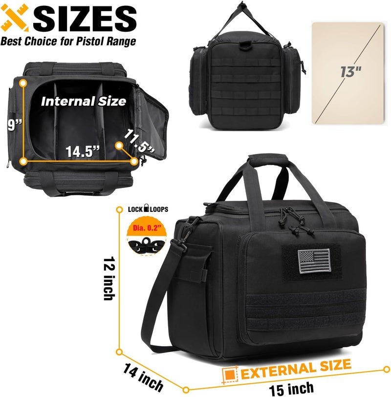 DBTAC Gun Case Bag Large | Tactical 4+ Pistol Bag Firearm Shooting Case with Lockable Zippers for Shooting Range Outdoor Hunting | 2x Removable Dividers Included - Image 2