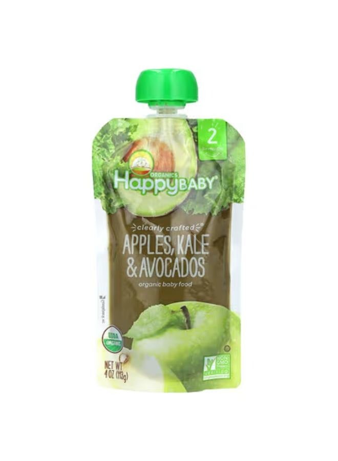 Happy Family Organics Happy Baby, Organic Baby Food, 6+ Months, Apples, Kale & Avocados, 4 oz (113 g)