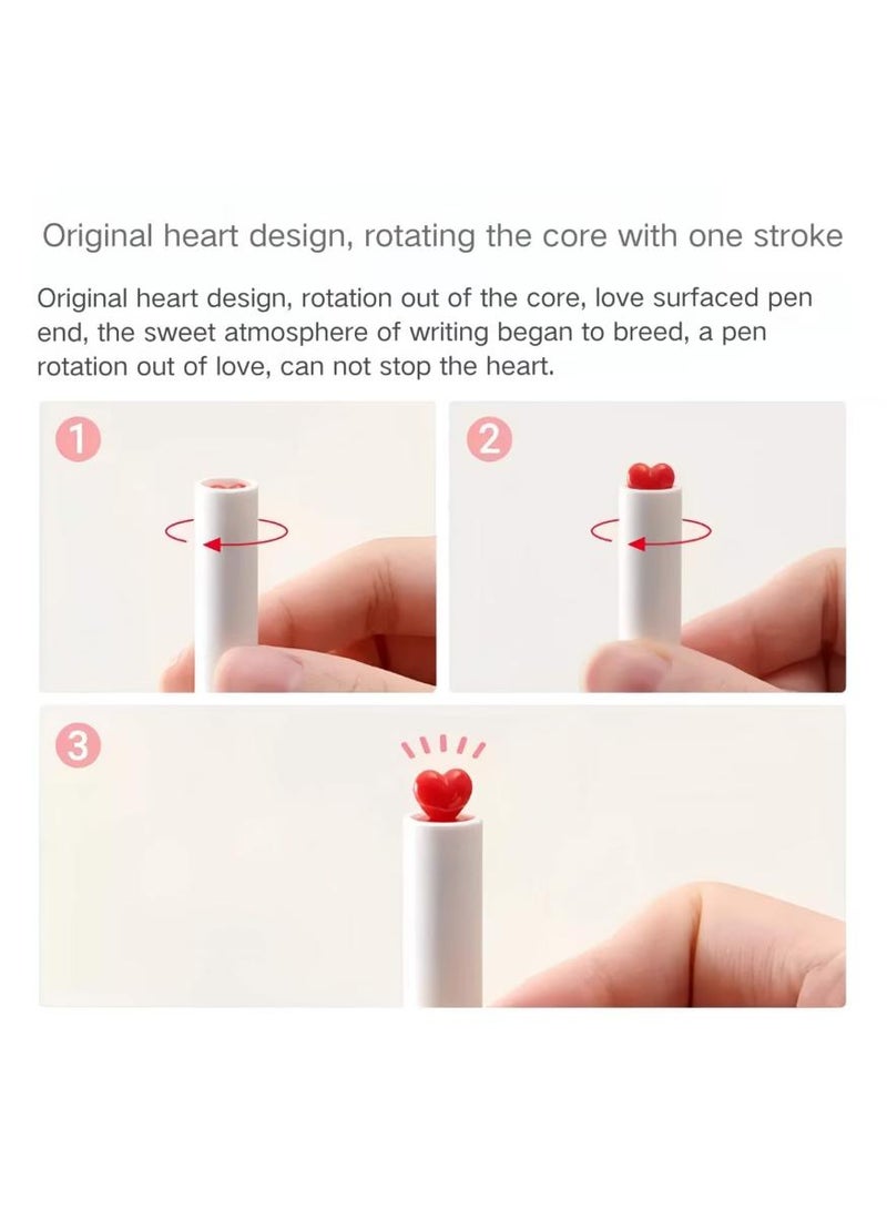 كاكو 2 قطعة قلم محايد دوّار على شكل قلب، قلم حبر جاف دقيق، قلم حبر أسود 0.5 مم مع 4 عبوات حبر، قلم تحديد مكتبي، قرطاسية مدرسية، فكرة هدية لأحبائك (أسود/أبيض/أبيض/علبة) - Image 4