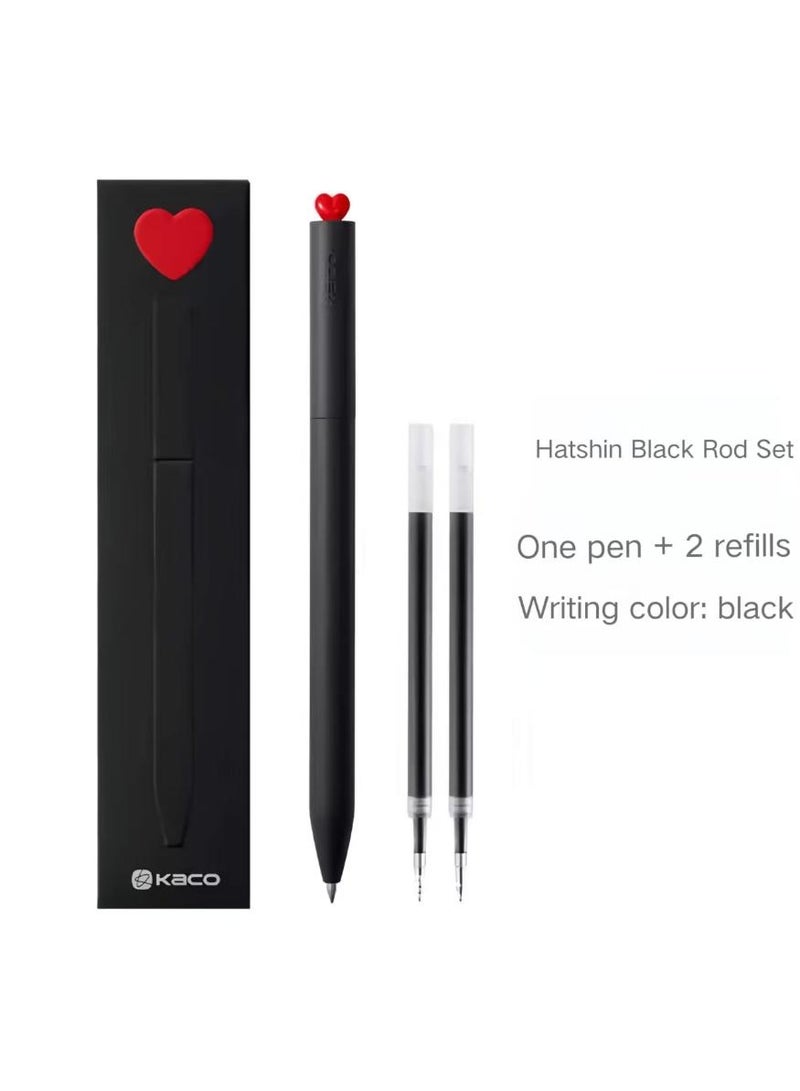كاكو 2 قطعة قلم محايد دوّار على شكل قلب، قلم حبر جاف دقيق، قلم حبر أسود 0.5 مم مع 4 عبوات حبر، قلم تحديد مكتبي، قرطاسية مدرسية، فكرة هدية لأحبائك (أسود/أبيض/أبيض/علبة) - Image 2