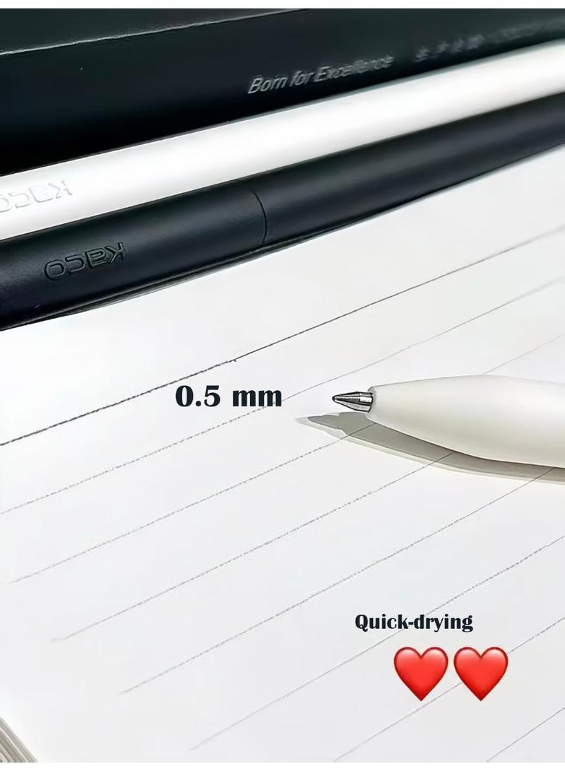 كاكو 2 قطعة قلم محايد دوّار على شكل قلب، قلم حبر جاف دقيق، قلم حبر أسود 0.5 مم مع 4 عبوات حبر، قلم تحديد مكتبي، قرطاسية مدرسية، فكرة هدية لأحبائك (أسود/أبيض/أبيض/علبة) - Image 5