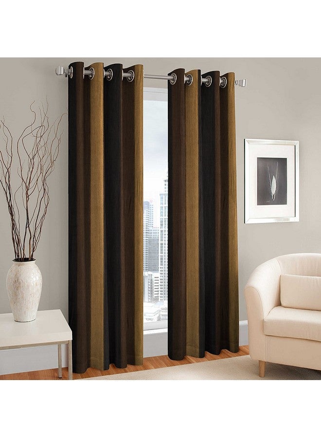 SKIVE India Polyester Blend Long Crush Eyelet Door 8 ft Curtains (Brown) Set of 2 - Image 1