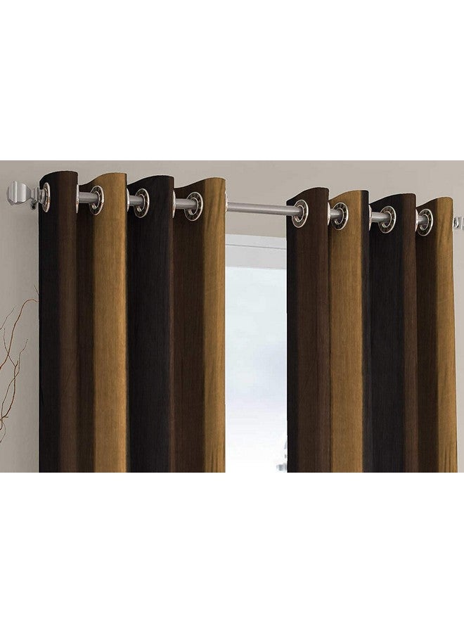 SKIVE India Polyester Blend Long Crush Eyelet Door 8 ft Curtains (Brown) Set of 2 - Image 3
