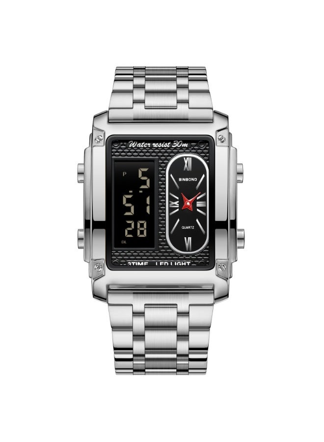 BINBOND Men's Square Dual-Movement Multi-Function Waterproof Quartz Watch - Image 1