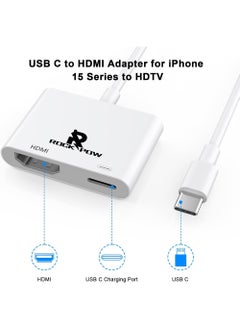 Rock Pow [Apple MFi Certified] USB C to HDMI Adapter for iPhone 15 to TV Type C Digital AV Adapter 4K Sync Screen Connector Cable Compatible for iPhone 15/15 Pro/15 Pro Max/15 Plus to HDTV Projector Monitor  - Image 2