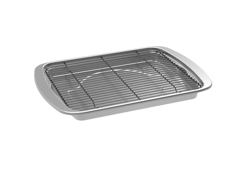 Nordic Ware Oven Crisp Baking Tray 2pc Set Includes Pan and Rack Natural Aluminum For Air Frying Crisping Broiling Baking