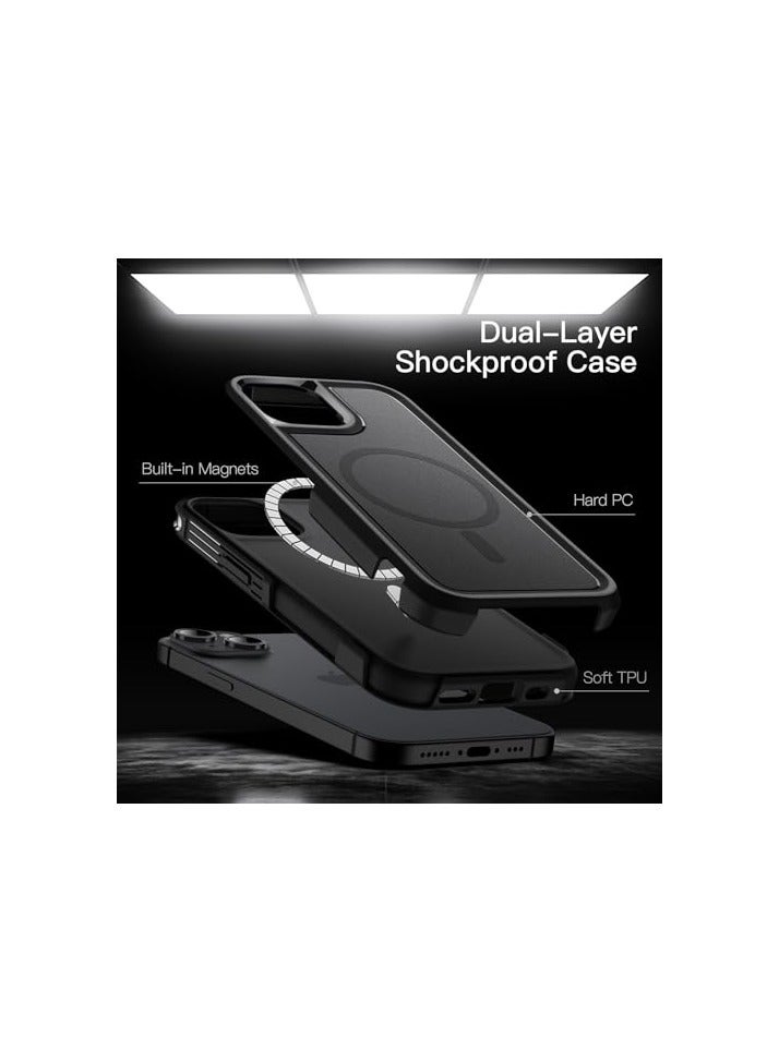 JETech Case for iPhone 15 6.1-Inch Compatible with MagSafe, Heavy Duty Dual-Layer Rugged Protection, Shockproof Protective Tough Phone Magnetic Cover (Black) - Image 2