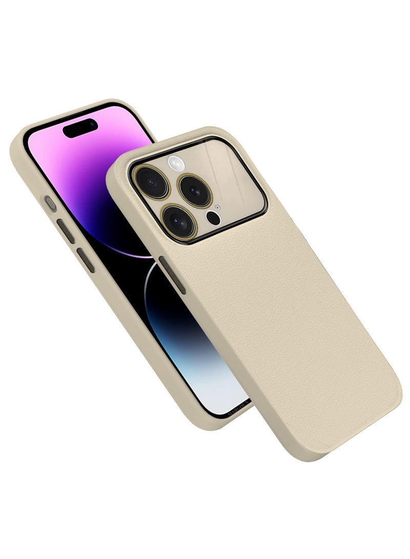 CATANES Hard Silicone Case Cover for Apple iPhone 14 Pro - Cover with Camera Protection Bumper - Auto Focus Design - Beige - Image 1