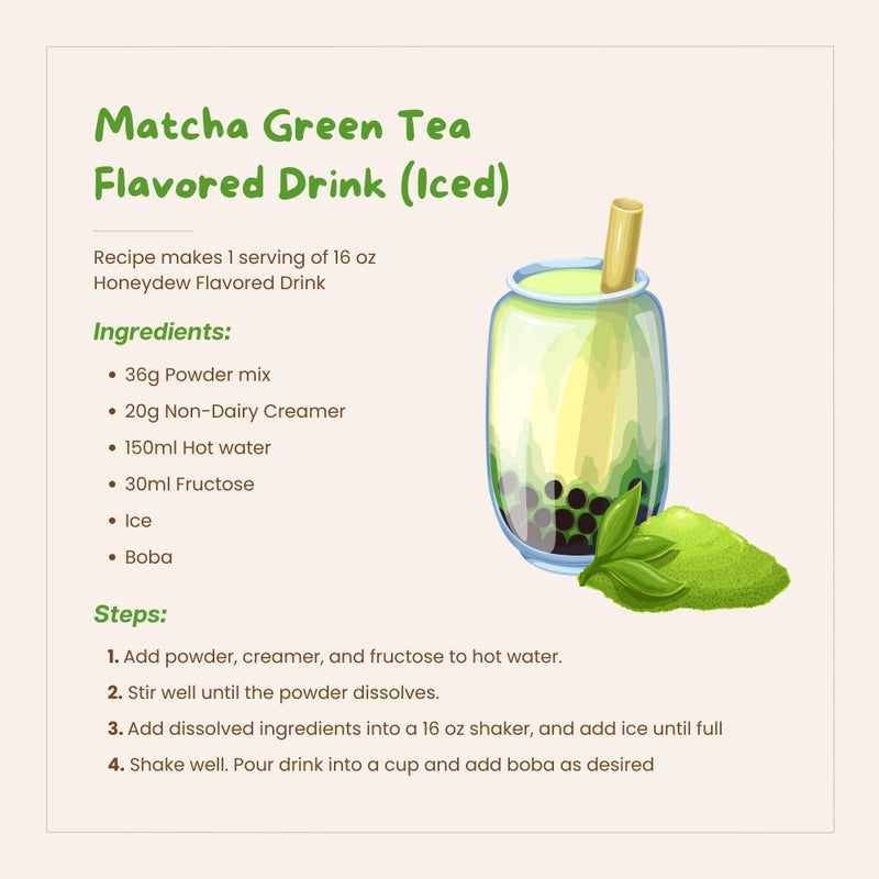 Bossen Bubble Tea Powder Mix (Matcha Green Tea) - Image 2