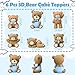 Silipull 6 Pcs 3D Bear Cake Toppers Bear Cake Decorations Baby Shower Party Favors Home Ornaments for Baby Shower Birthday Party Cake Supplies Boys Girl GiftsBlue - Image 4