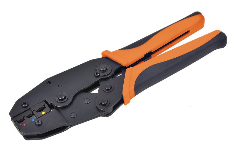 Tactix Wire Crimping Tool for Insulated Electrical Connectors, Ratcheting Wire Crimper Tool, Crimp Tools, Ratchet Terminal Crimper, Crimping Pliers, Orange/Black - 401035 - Image 1