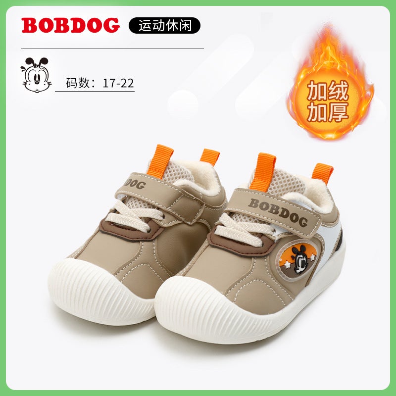 Babudou Kidsren'S Shoes Infant Fleece-Lined Cotton Shoes 2025 Winter New Warm Boys Toddler Shoes Girls Shoes - Image 1