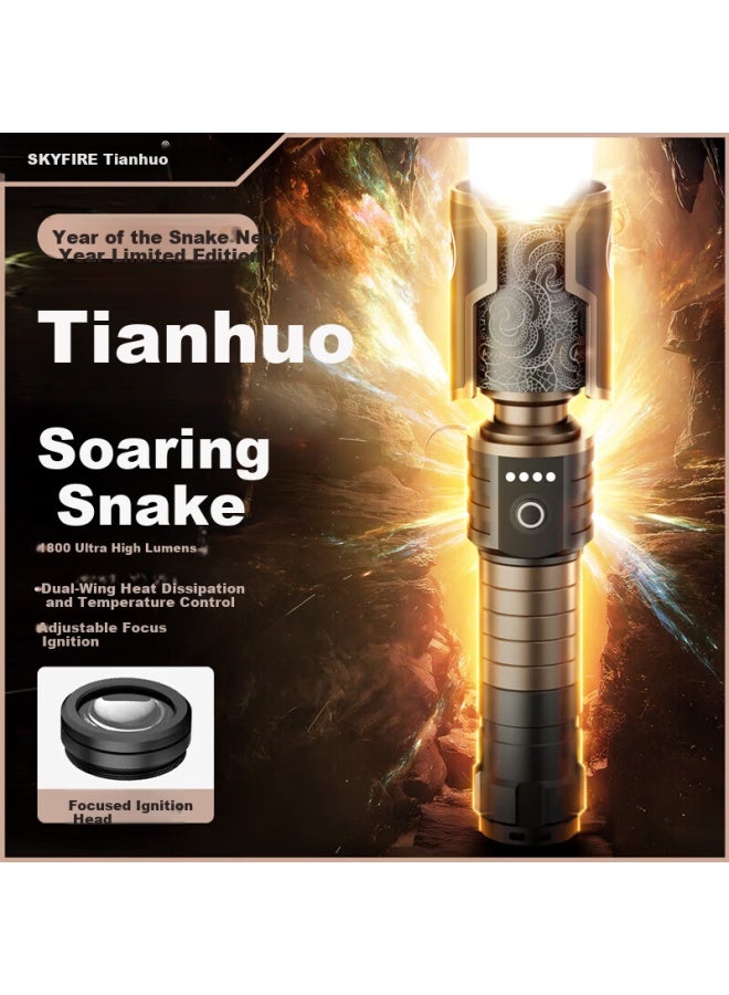 Tianhuo Tengshe Flashlight High Brightness Ultra Long Battery Life 200000 Lumens Penetrating Outdoor Long Range Military Laser Home Emergency
