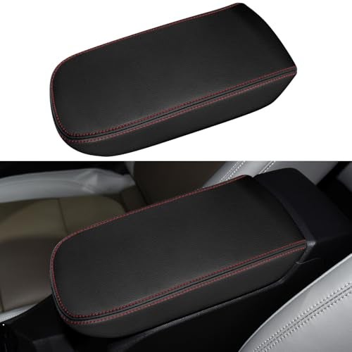 KENTUTO Console Cover for 2024 2025 2026 Chevrolet Trax LS1RSLT2RSACTIV Leather Center ArmRest Box Cover Pad 2024 2025 2026 Chevy Trax Accessories Protector Cushion Red Stitches - Image 1
