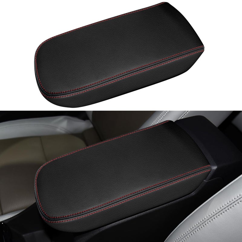 KENTUTO Console Cover for 2024 2025 2026 Chevrolet Trax LS1RSLT2RSACTIV Leather Center ArmRest Box Cover Pad 2024 2025 2026 Chevy Trax Accessories Protector Cushion Red Stitches - Image 3