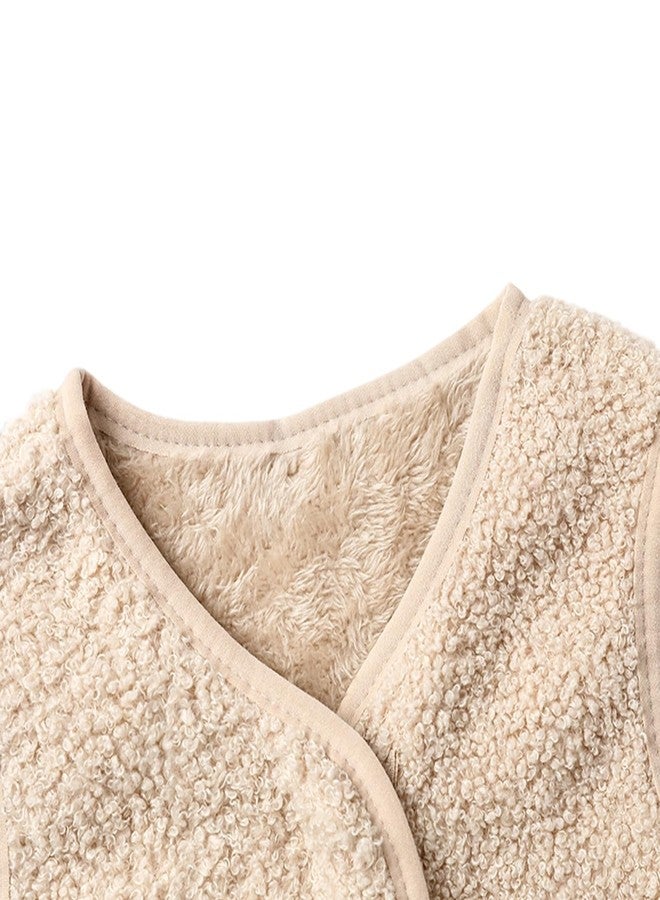 YAGATA Toddler Baby Boys Girls Fleece Vest Fuzzy sherpa Vests Boy Girl Sleeveless Jackets Paded Kids Fall Winter Jacket Apricot 3-4T 120 - Image 4