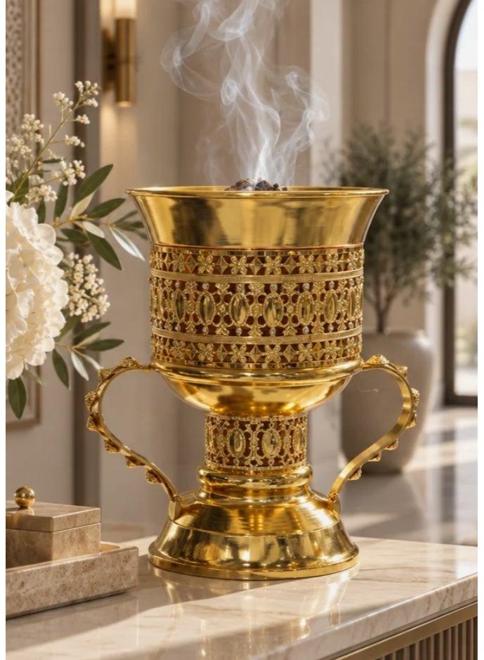 AKDC Metal Incense Burner with Handles Gold – 33×25cm - Image 1